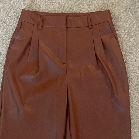 Revolve House of Harlow 1960 High Rise Faux Leather Straight Leg Trouser Pants 4 - Picture 8 of 10